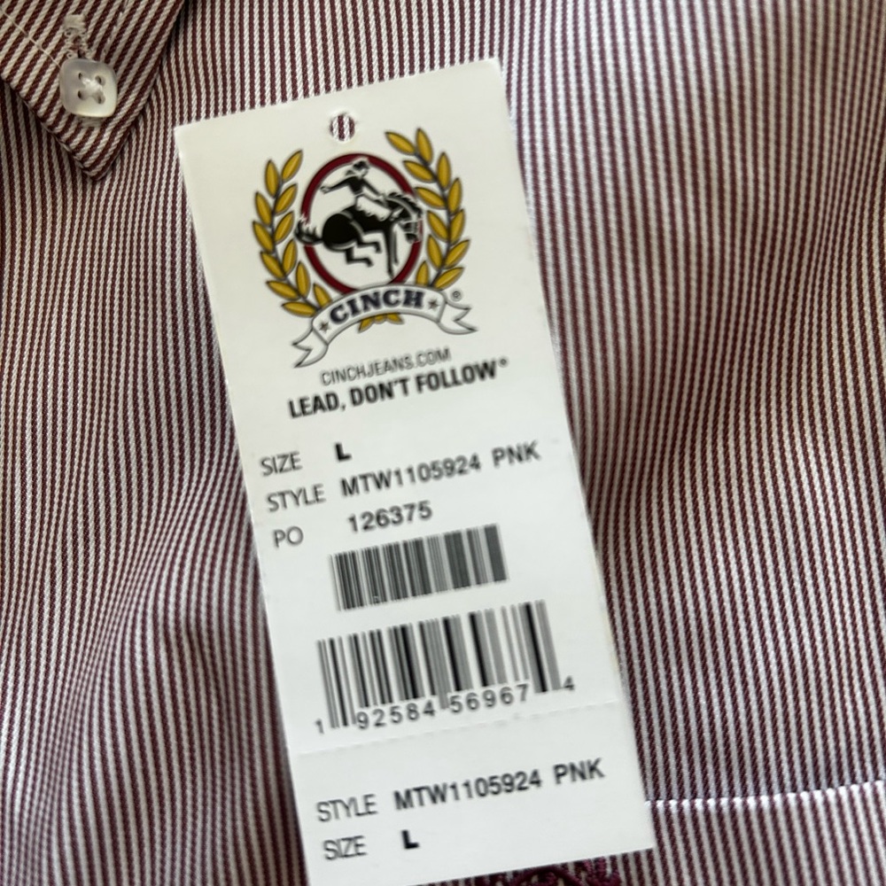 Cinch Men's Classic Pink and White Shirt